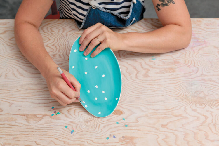 Using Stickers to Create Ceramic Designs